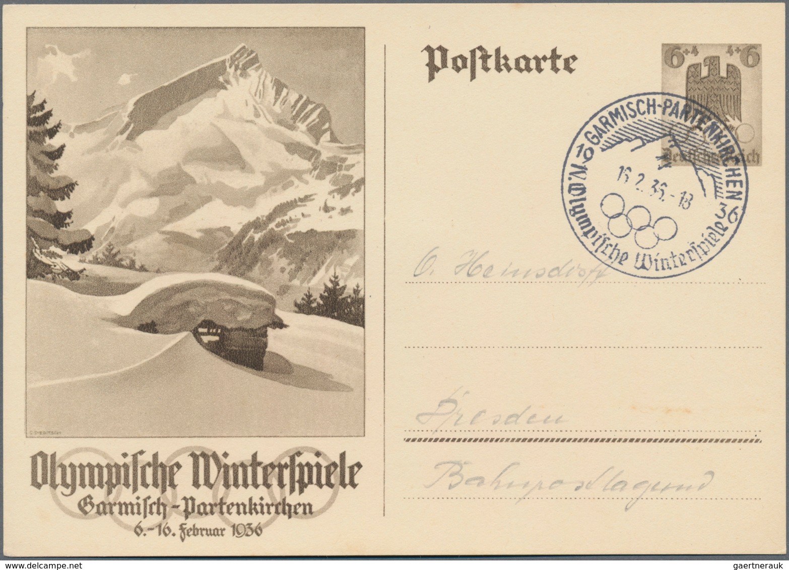 Thematik: Olympische Spiele / olympic games: 1936 - Garmisch-Partenkirchen, hochwertige Spezialsamml