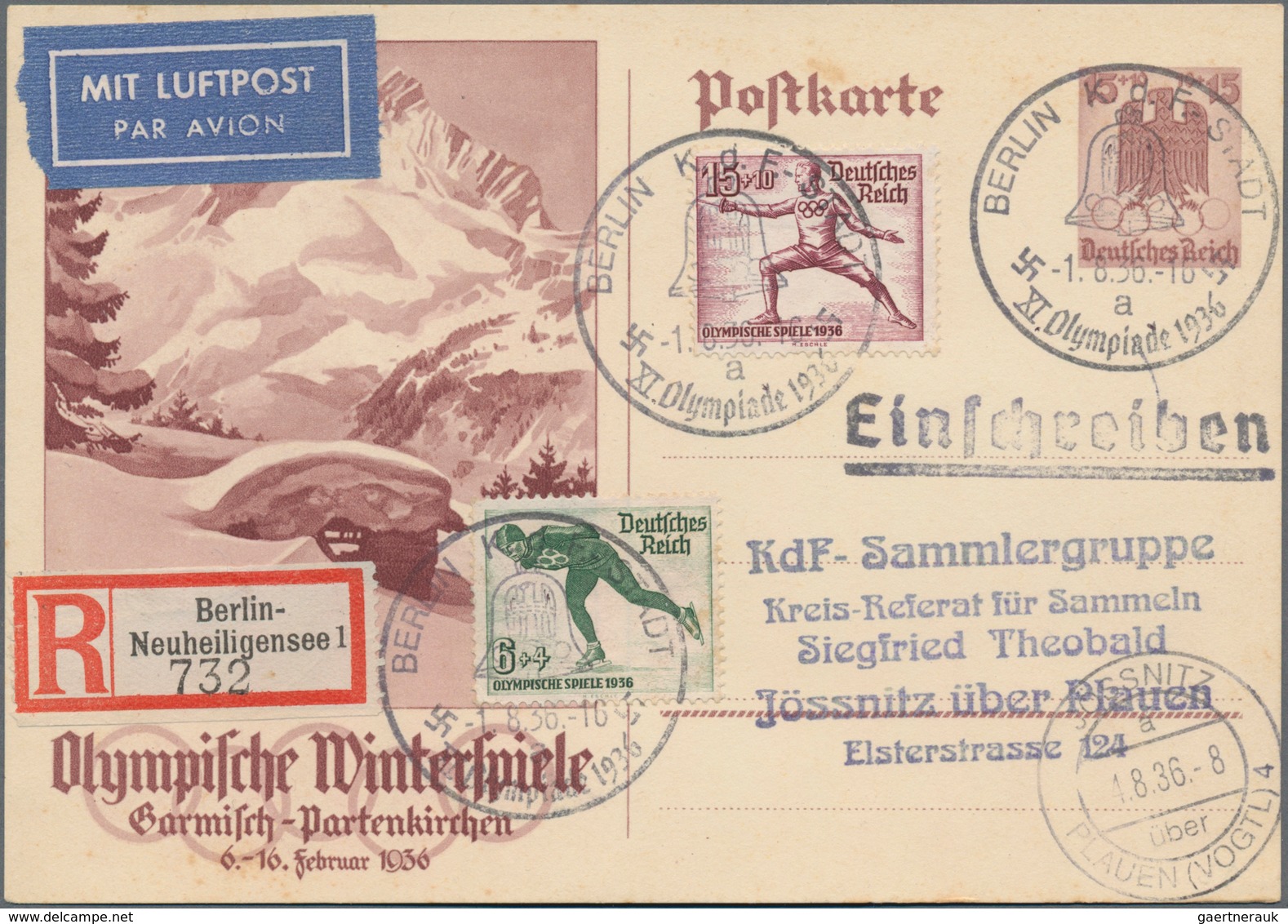 Thematik: Olympische Spiele / olympic games: 1936 - Garmisch-Partenkirchen, hochwertige Spezialsamml