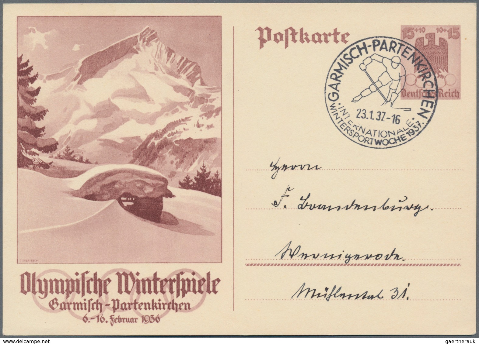 Thematik: Olympische Spiele / olympic games: 1936 - Garmisch-Partenkirchen, hochwertige Spezialsamml