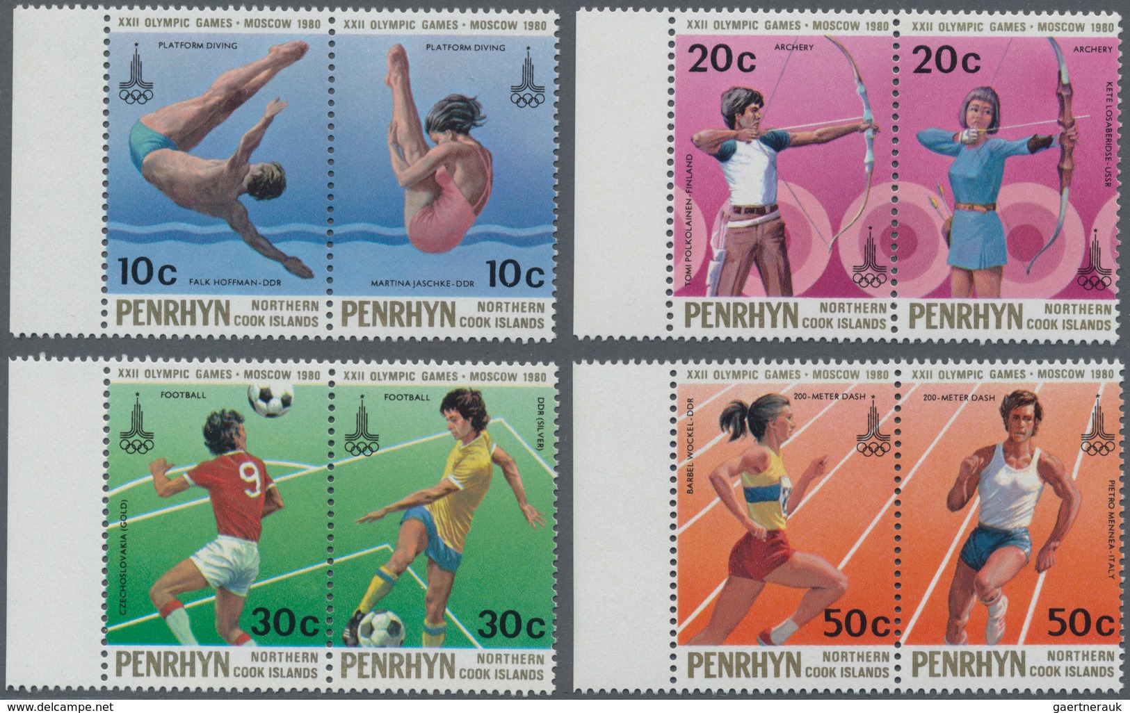 Thematik: Olympische Spiele / Olympic Games: 1980, PENRHYN: Summer Olympics Moscow Complete Set Of E - Sonstige & Ohne Zuordnung