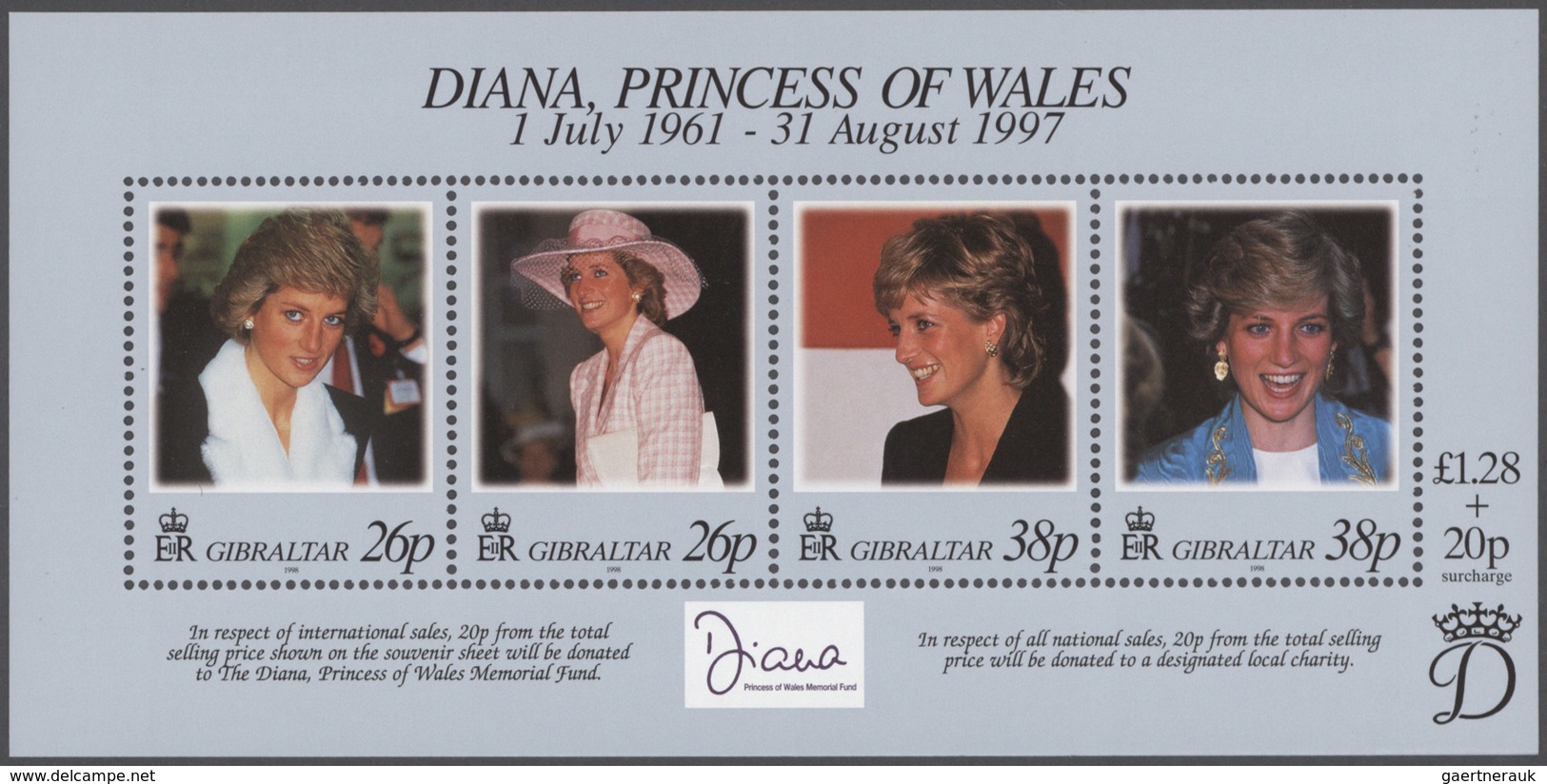 Thematik: Persönlichkeiten - Prinzessin Diana / Personalities - Princess Diana: 1998, Gibraltar, 110 - Mujeres Famosas