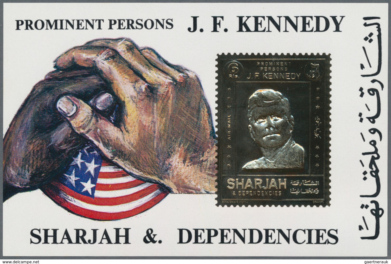 Thematik: Persönlichkeiten - Kennedy / Personalities - Kennedy: 1972, Sharjah, Kennedy Gold Souvenir - Kennedy (John F.)