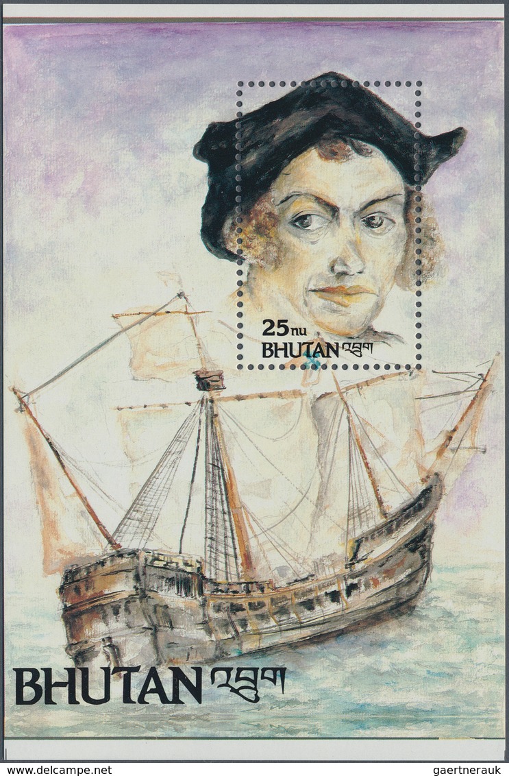 Thematik: Seefahrer, Entdecker / Sailors, Discoverers: 1992, BHUTAN: 500 Years Of Discovery Of Ameri - Exploradores