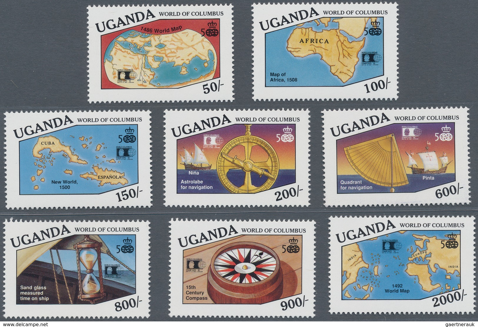 Thematik: Seefahrer, Entdecker / Sailors, Discoverers: 1992, UGANDA: 500 Years Of Discovery Of Ameri - Explorers