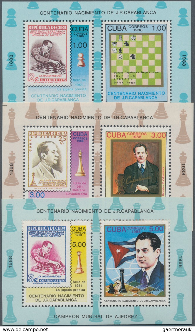 Thematik: Spiele-Schach / Games-chess: 1988, CUBA: 100th Birthday Of Chess Grandmaster José Raúl Cap - Ajedrez