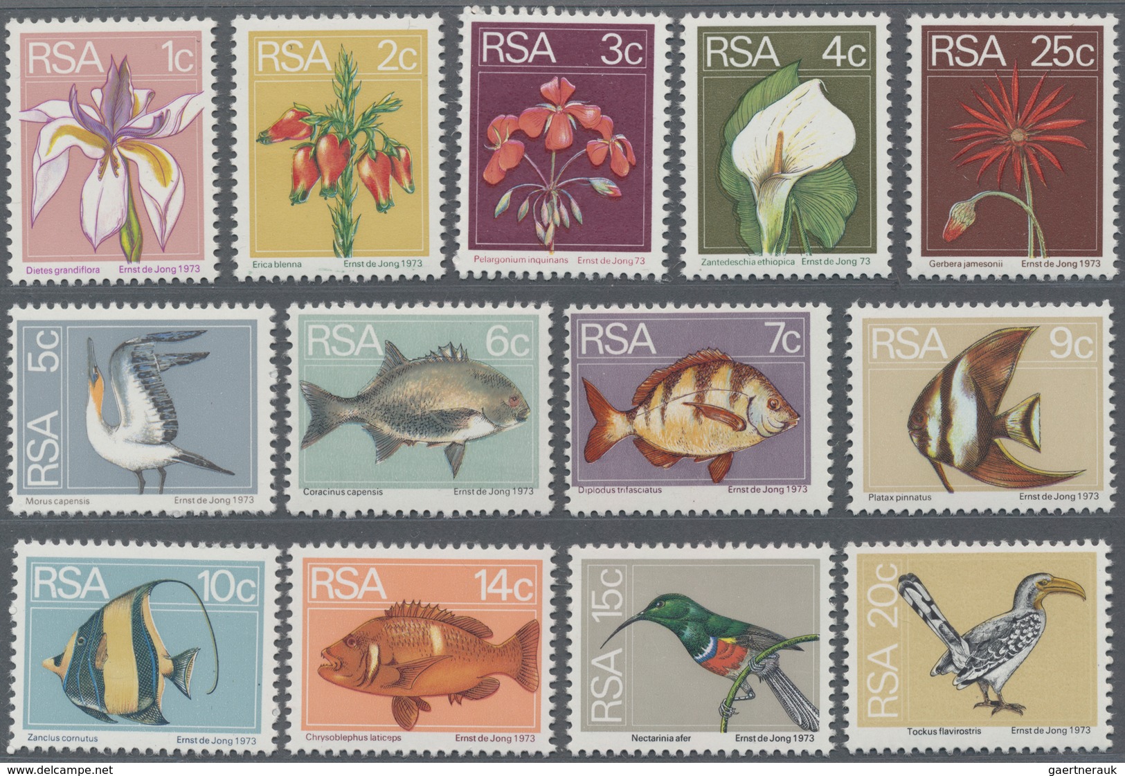 Thematik: Tiere, Fauna / Animals, Fauna: 1974, SOUTH AFRICA: Definitive Issue ‚flowers, Birds And Fi - Other & Unclassified