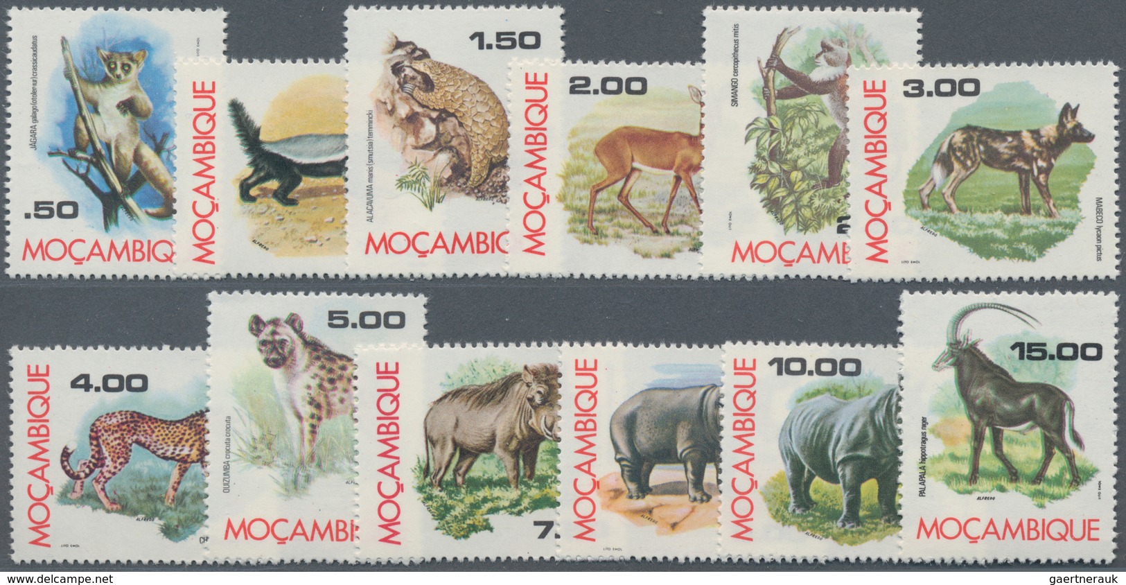 Thematik: Tiere, Fauna / Animals, Fauna: 1976, MOCAMBIQUE: African Animals Definitive Set Of Twelve - Andere & Zonder Classificatie