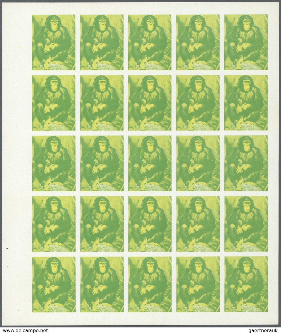 Thematik: Tiere-Affen / Animals-monkeys: 1972. Sharjah. Progressive Proof (6 Phases) In Complete She - Apen
