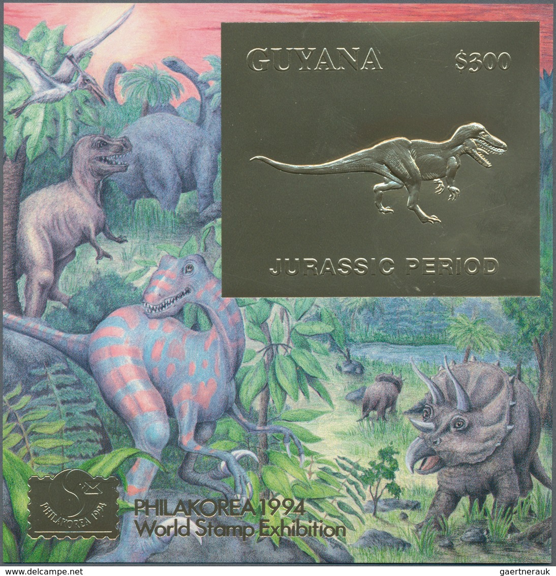 Thematik: Tiere-Dinosaurier / Animals-dinosaur: 1993/1994, Guyana, Dinosaurs (Gold+Silver Issues), S - Vor- U. Frühgeschichte