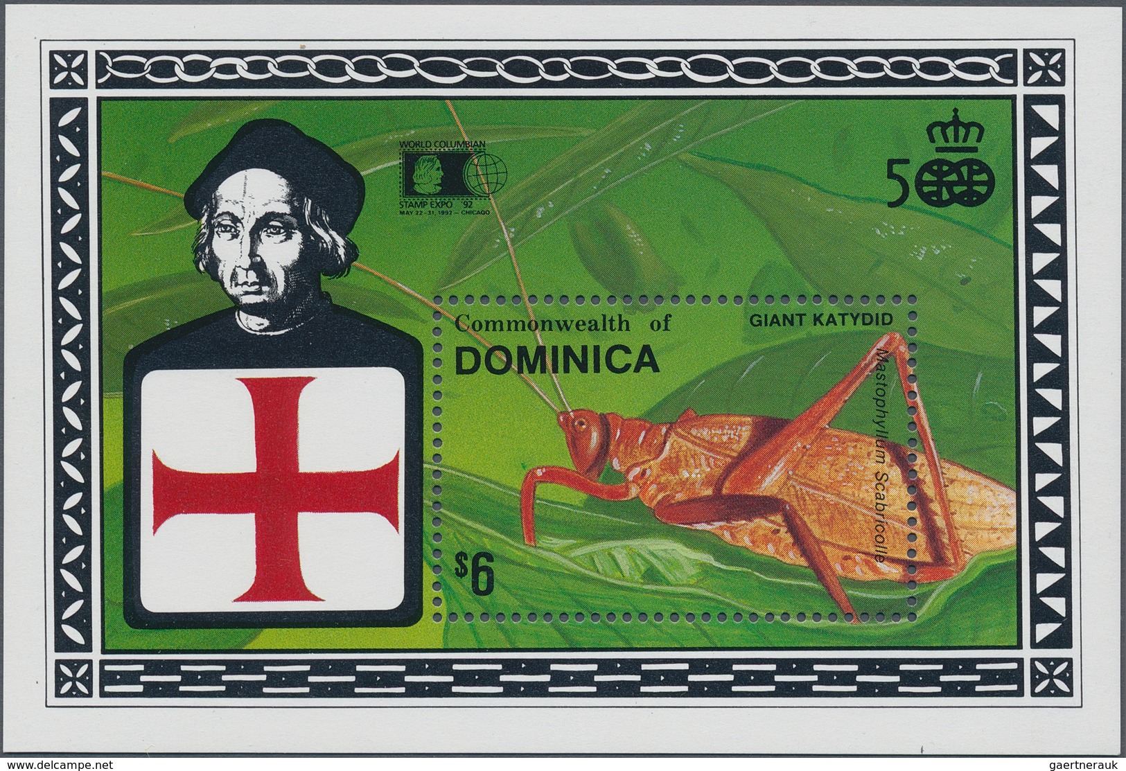 Thematik: Tiere-Insekten / Animals-insects: 1992, DOMINICA: 500 Years Discovery Of America $6 Miniat - Otros & Sin Clasificación