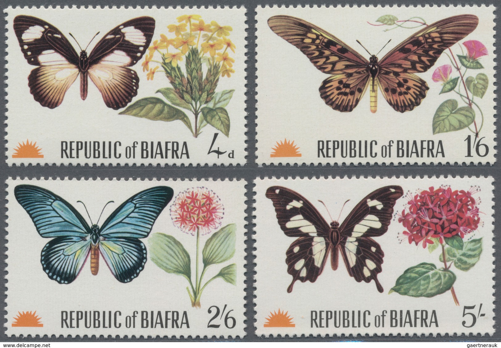 Thematik: Tiere-Schmetterlinge / Animals-butterflies: 1968, BIAFRA: Butterflies Complete Set Of Four - Mariposas