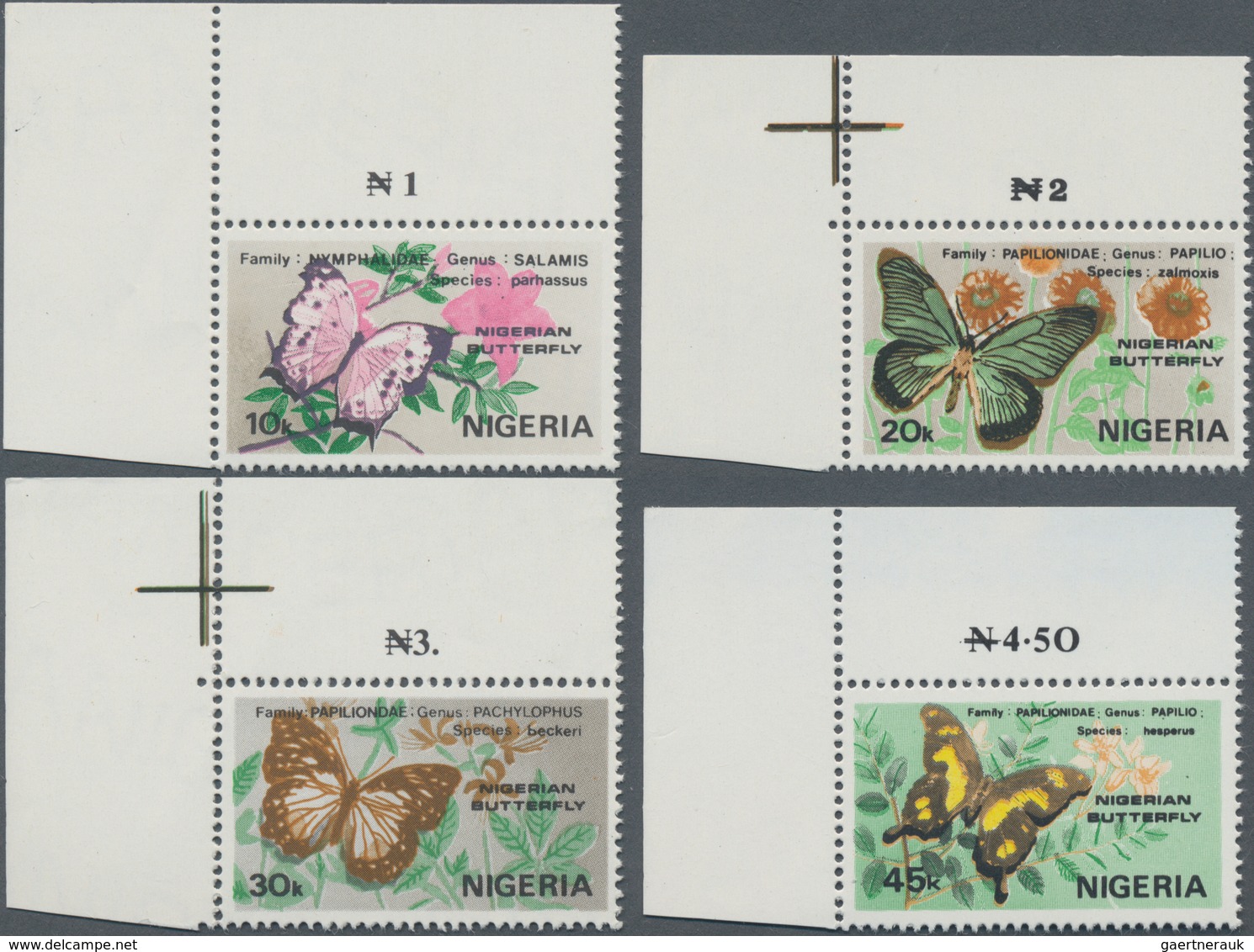 Thematik: Tiere-Schmetterlinge / Animals-butterflies: 1982, NIGERIA: Butterflies Complete Set Of Fou - Papillons