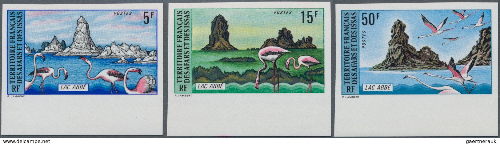 Thematik: Tiere-Vögel / Animals-birds: 1974, AFAR AND ISSA: Lake Abbé Complete Set Of Three (flaming - Otros & Sin Clasificación