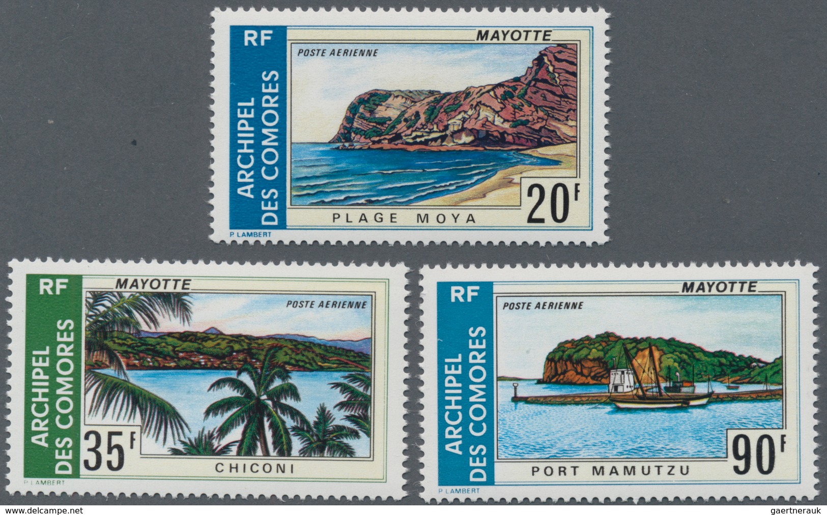 Thematik: Tourismus / Tourism: 1974, COMORES: Sights On Mayotte Island Complete Set Of Three (Moya B - Other & Unclassified