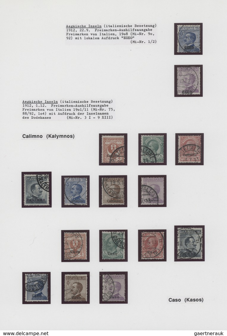 Ägäische Inseln: 1912, Italian Occupation: Complete Used Collection With 13 Different "Island Overpr - Egeo