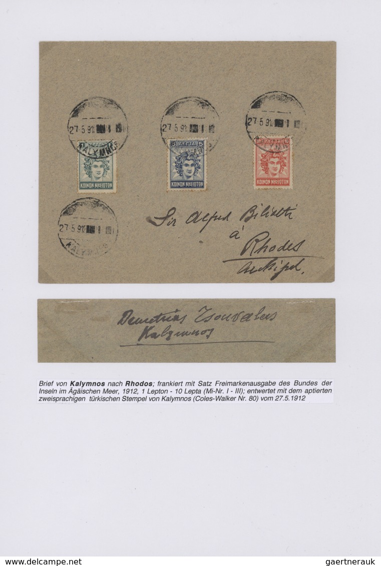 Ägäische Inseln: 1912, KALYMNOS - KOINON NISIOTON, Specialized Collection Of 'Apollo' Definitive Iss - Ägäis