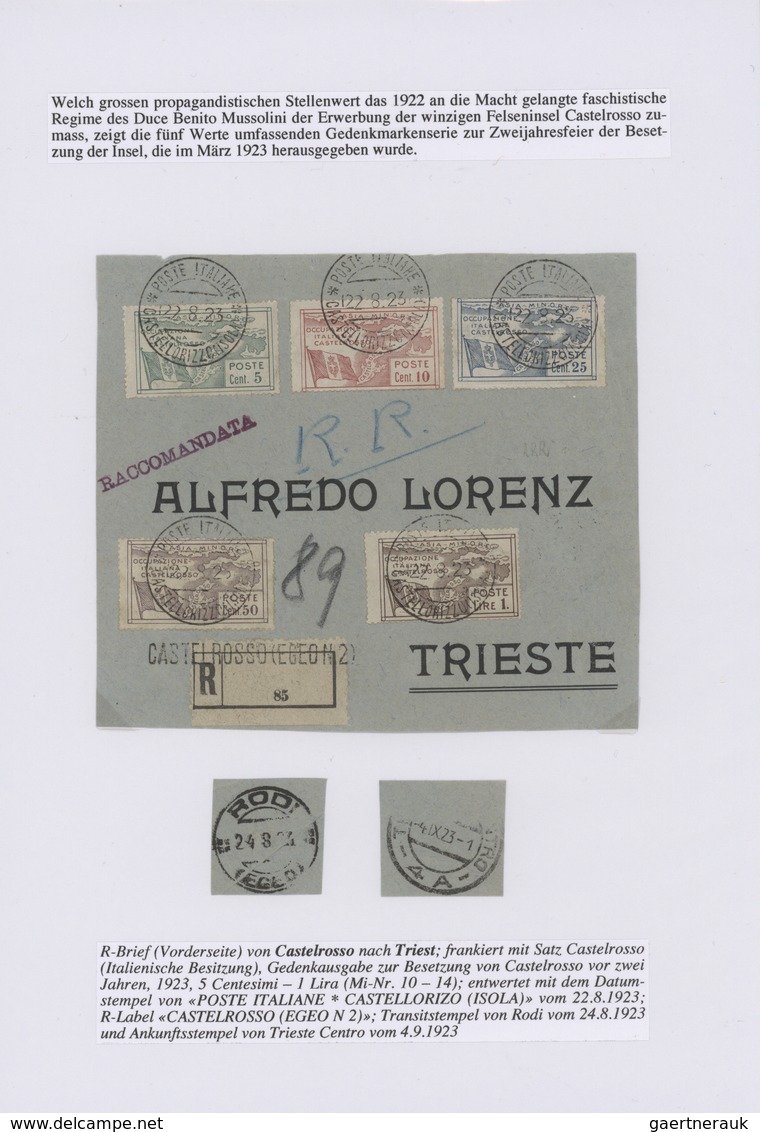 Ägäische Inseln - Kastellorizo: 1922/1932, Collection On Album Pages With Stamps And Covers, Compris - Castelrosso