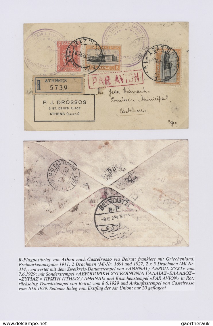 Ägäische Inseln - Kastellorizo: 1929/1931, Lot Of Three Airmail Covers: 8.6.-10.6.29 ATHENS-CASTELRO - Castelrosso