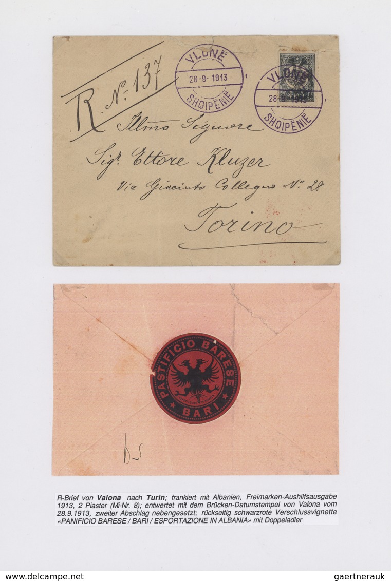Albanien: 1913, DOUBLE EAGLE Overprints, Comprehensive Collection With 29 Stamps And 2 Covers, Compr - Albania