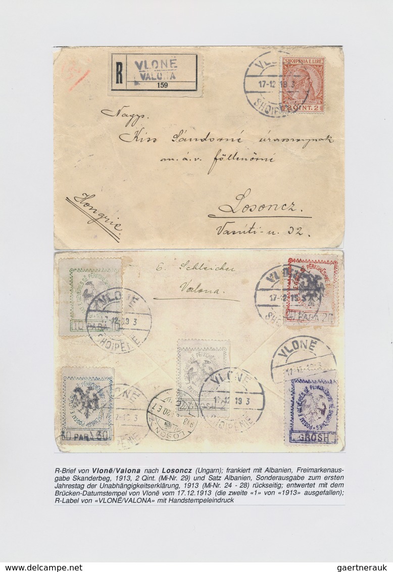 Albanien: 1913/1915, THE SKANDERBEG ISSUES, Very Comprehensive Collection With Ca.40 Covers, Cards A - Albanien