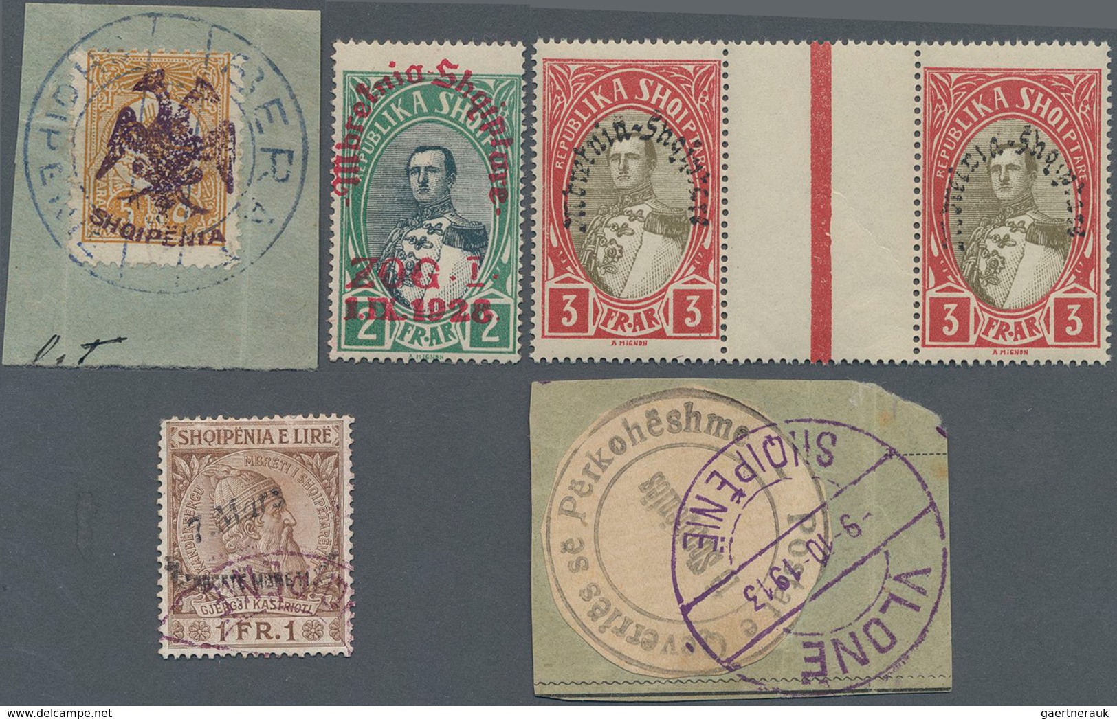 Albanien: 1913/1942, Mint And Used Assortment On Retail Cards, Comprising Better Issues And Speciali - Albania