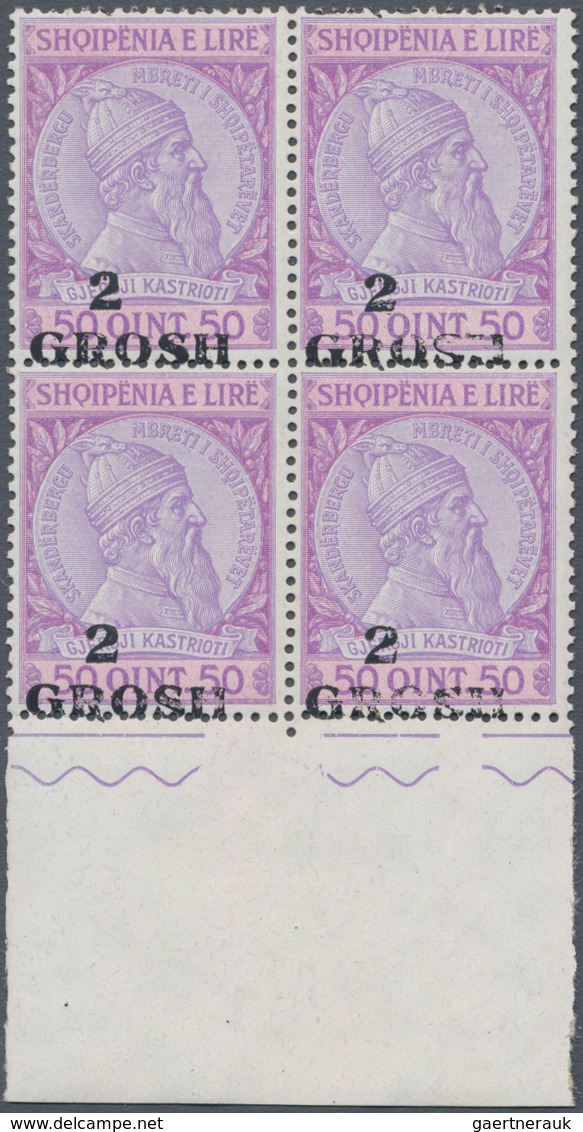 Albanien: 1914, Skanderbeg 50q. Violet/rose Surch. ‚2 / GROSH‘ In A Lot With Approx. 500 Stamps Most - Albania