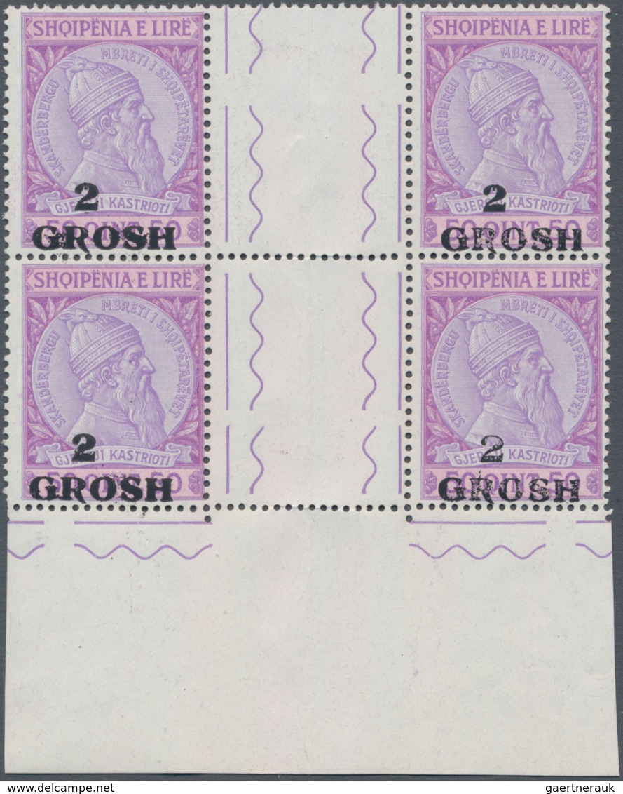 Albanien: 1914, Skanderbeg 50q. Violet/rose Surch. ‚2 / GROSH‘ In A Lot With Approx. 500 Stamps Most - Albania