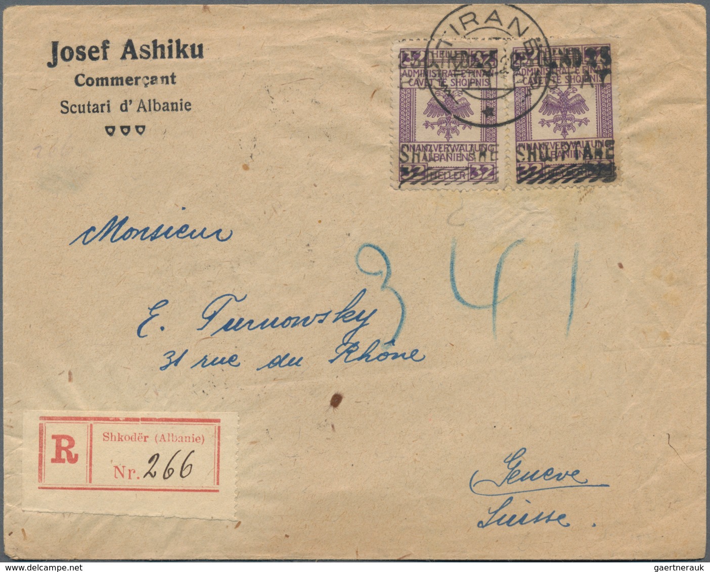 Albanien: 1914/1942, lot of seven covers/cards, e.g. Swiss reply card commercially used from Durrazz