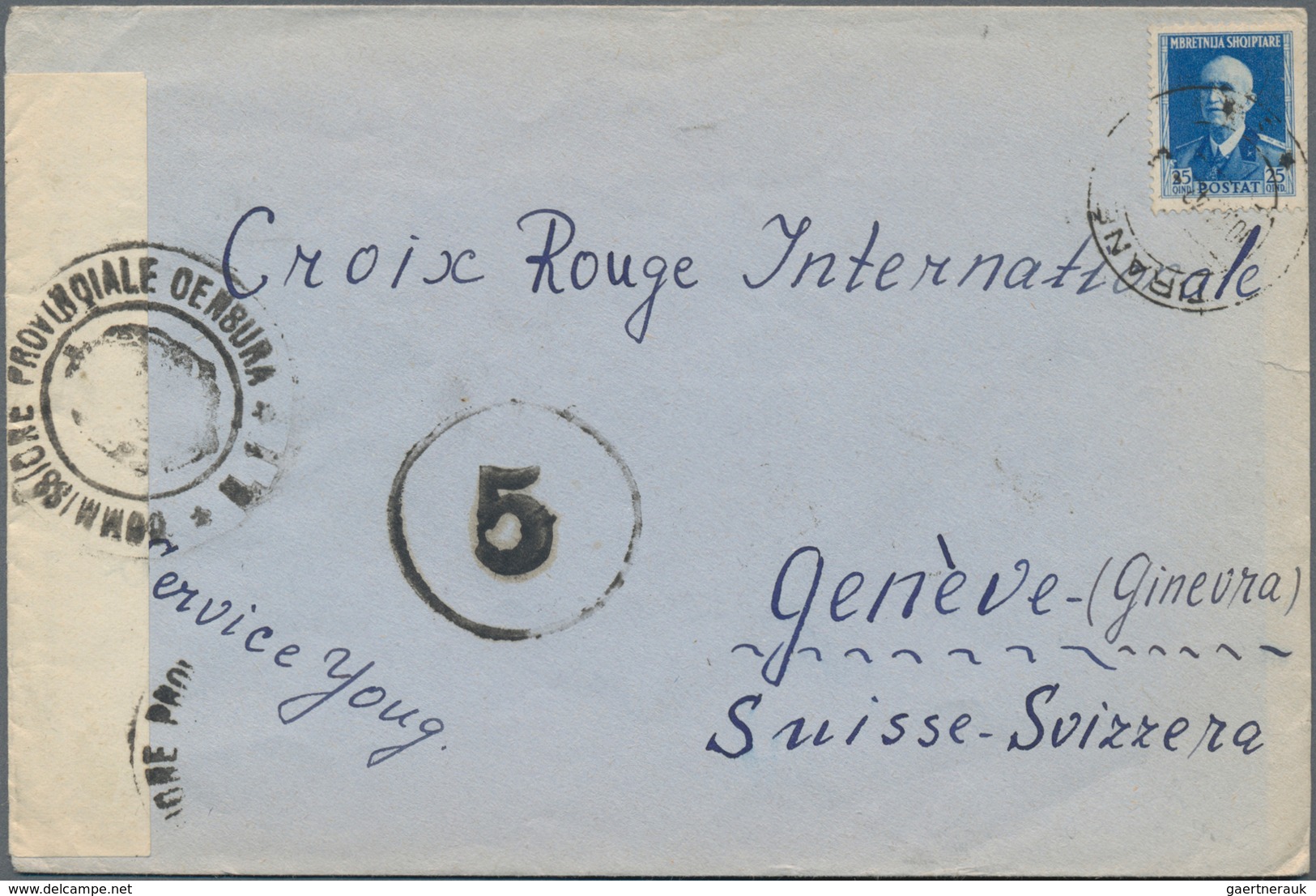 Albanien: 1914/1942, lot of seven covers/cards, e.g. Swiss reply card commercially used from Durrazz