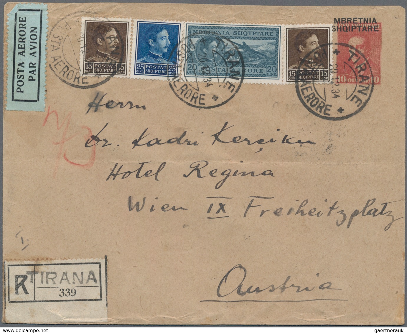 Albanien: 1923/1934, Lot Of Eleven Covers/cards Incl. Three Uprated Stationeries And 1927 Airmail Ov - Albania