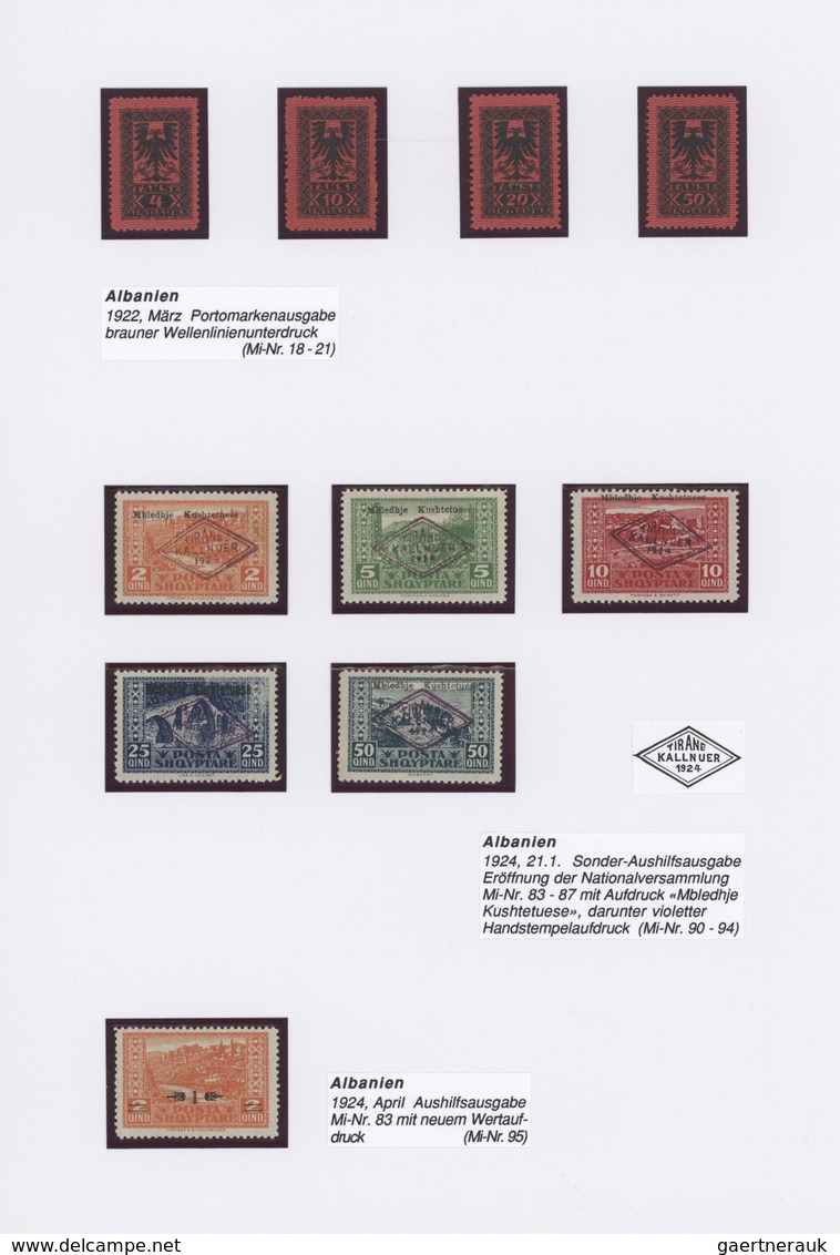 Albanien: 1923/1943, A Splendid Mint Collection On Written Up Pages Incl. 1924 Overprints (four Issu - Albania