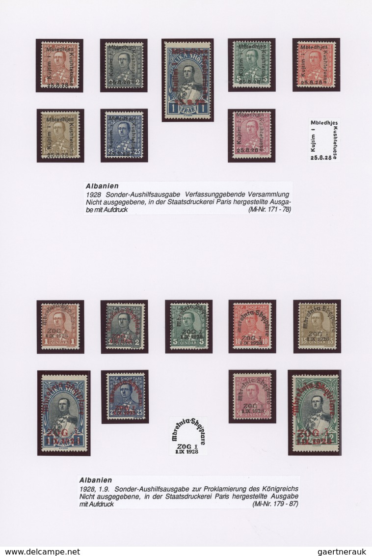 Albanien: 1923/1943, A Splendid Mint Collection On Written Up Pages Incl. 1924 Overprints (four Issu - Albanien