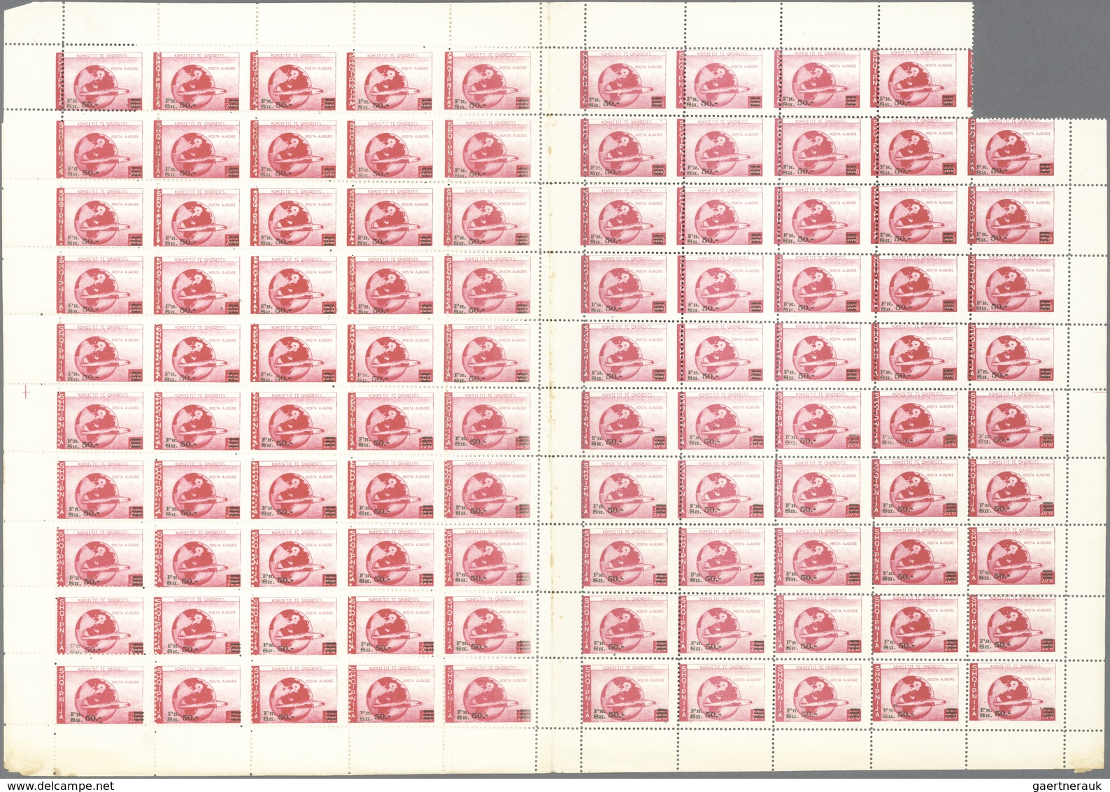 Albanien: 1940, Italian Reign In Albania, Not Issued 15q. On 75c. Carmine, Lot Of 1000 Stamps (ten S - Albanien
