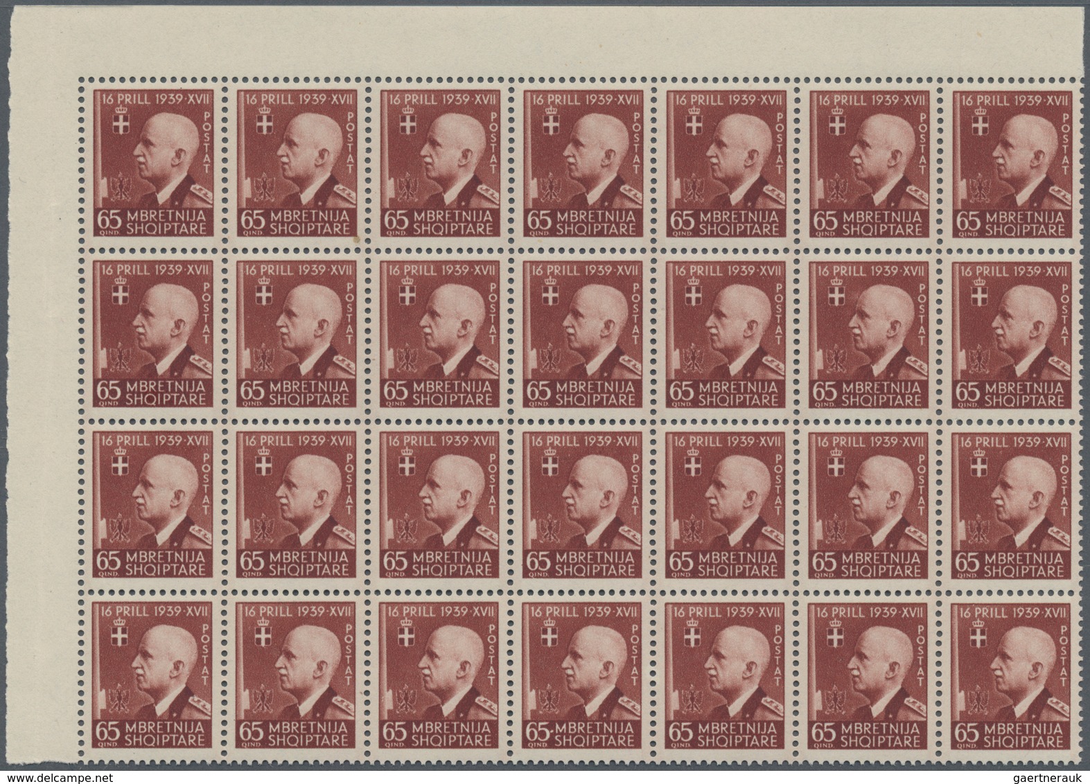 Albanien: 1942, King Victor Emanuel III. 65q. Dark Red-brown In A Lot With About 230 Stamps Mostly I - Albanien