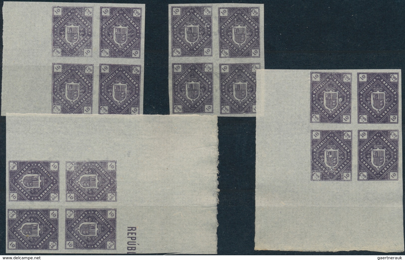 Andorra - Spanische Post: 1896, Unissued Local Issue ‚coat Of Arms‘ 16 Sets Of 12 In IMPERFORATED Bl - Autres & Non Classés