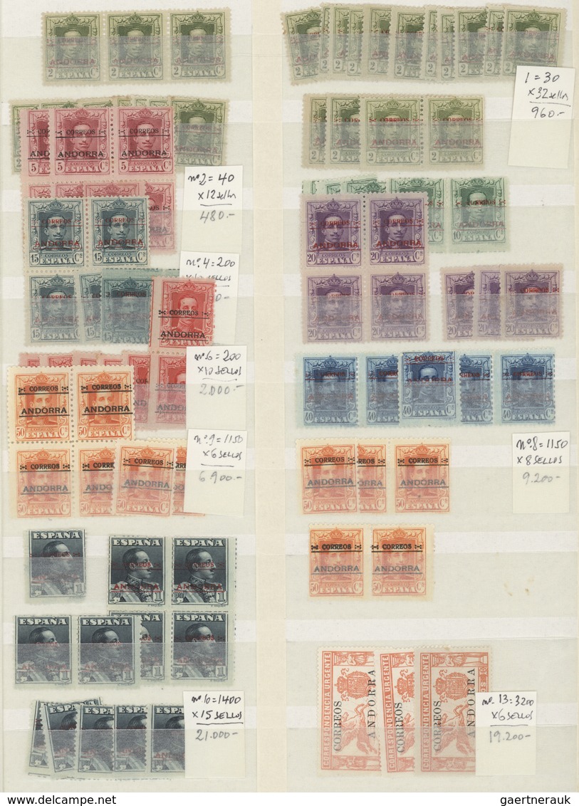 Andorra - Spanische Post: 1928/1948, Lot Of Unused Stamps, Mainly Without Gum And Partly Some Toning - Otros & Sin Clasificación