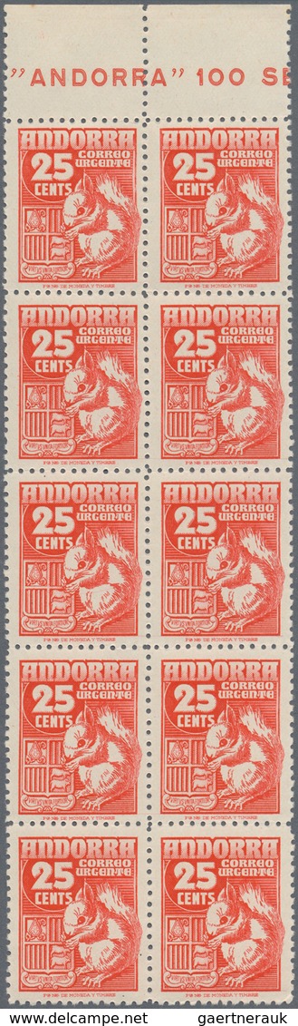 Andorra - Spanische Post: 1949, Express Stamp 25c. Red ‚Grey Squirrel‘ In An INVESTMENT LOT With Abo - Andere & Zonder Classificatie