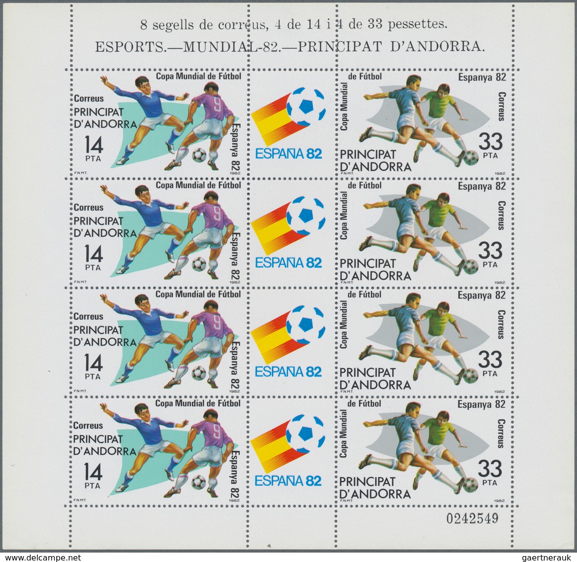 Andorra - Spanische Post: 1982, Football World Championship In Spain Set Of Two With Printed Label B - Autres & Non Classés