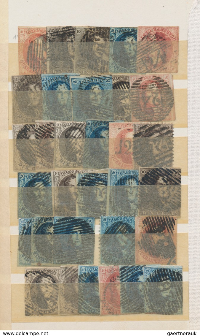 Belgien: 1849/1880 (ca.), Used Assortment Of Apprx. 180 Stamps From Epaulettes/Medaillons, Mainly Ob - Colecciones