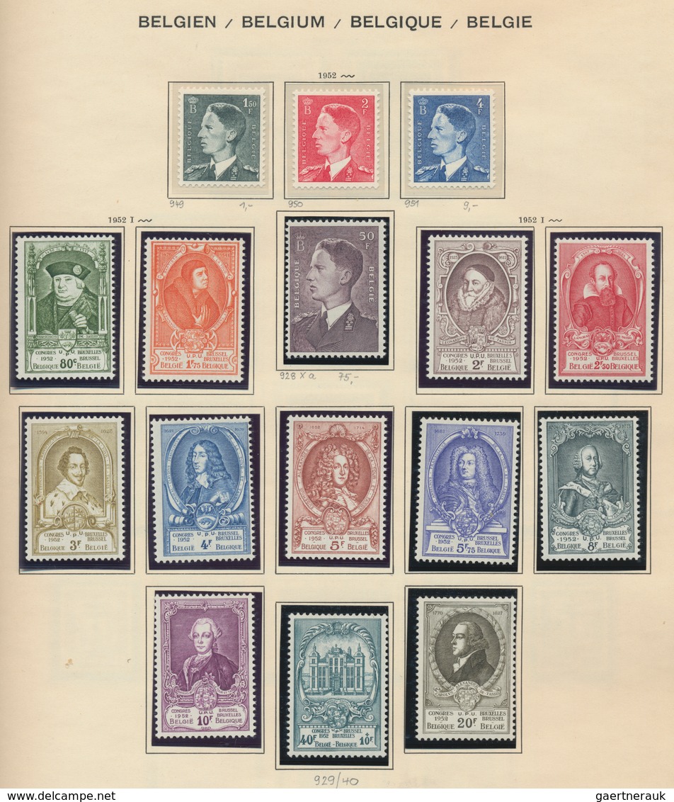 Belgien: 1849/1980. Schaubek Preprinted Album. Up To 1955 Predominantly Used, After 1955-1980 MNH An - Colecciones