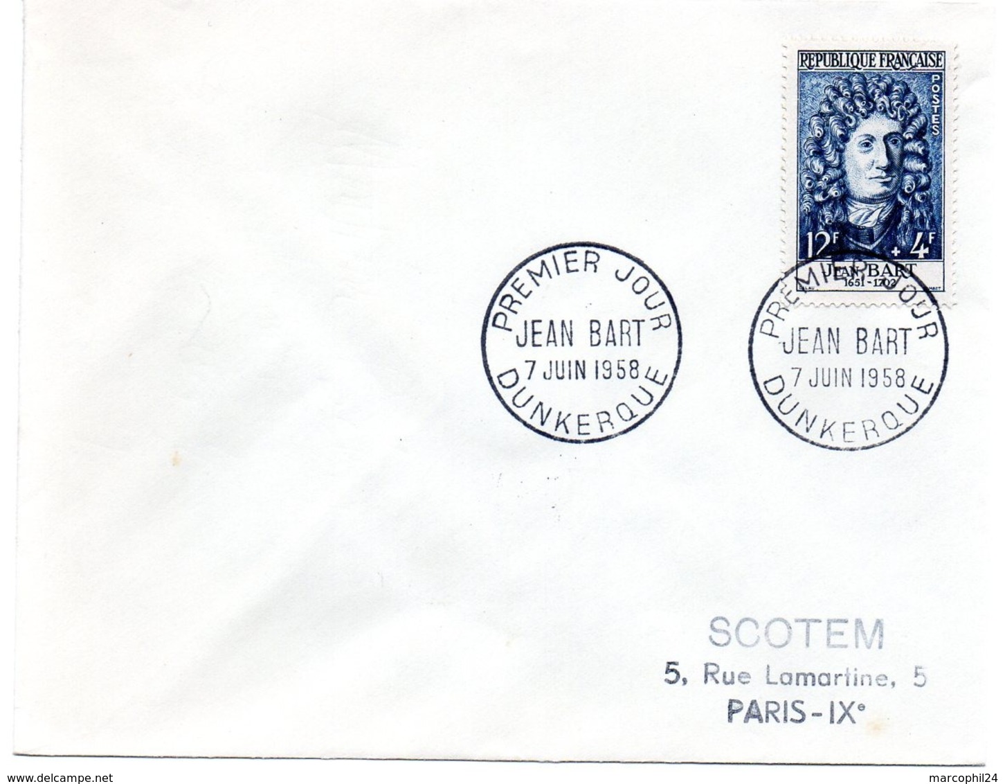 MARINE = 59 DUNKERQUE 1958  = CACHET PREMIER JOUR  ' JEAN BART  ' + N° Yvt 1167 - 1950-1959