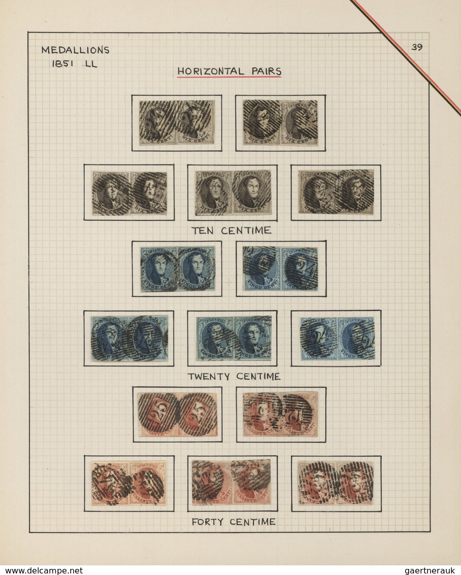 Belgien: 1851/1854, 10c. To 40c., Five Used Horiz. Pairs Each, Fresh Colours And Full To Large Margi - Colecciones