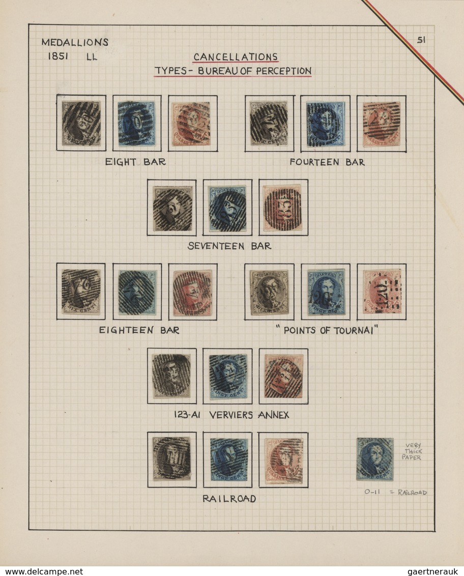 Belgien: 1851/1854, 10c. To 40c., Seven Complete Sets, Fresh Colours And Mainly Good Margins, Each W - Collections