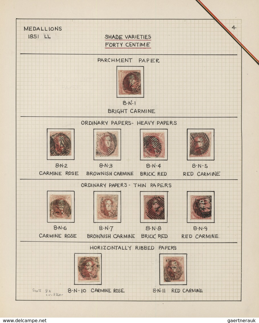 Belgien: 1851/1854, 40c. Rose/carmine, Group Of Eleven Used Stamps In Different Shades/papers, Mainl - Collezioni