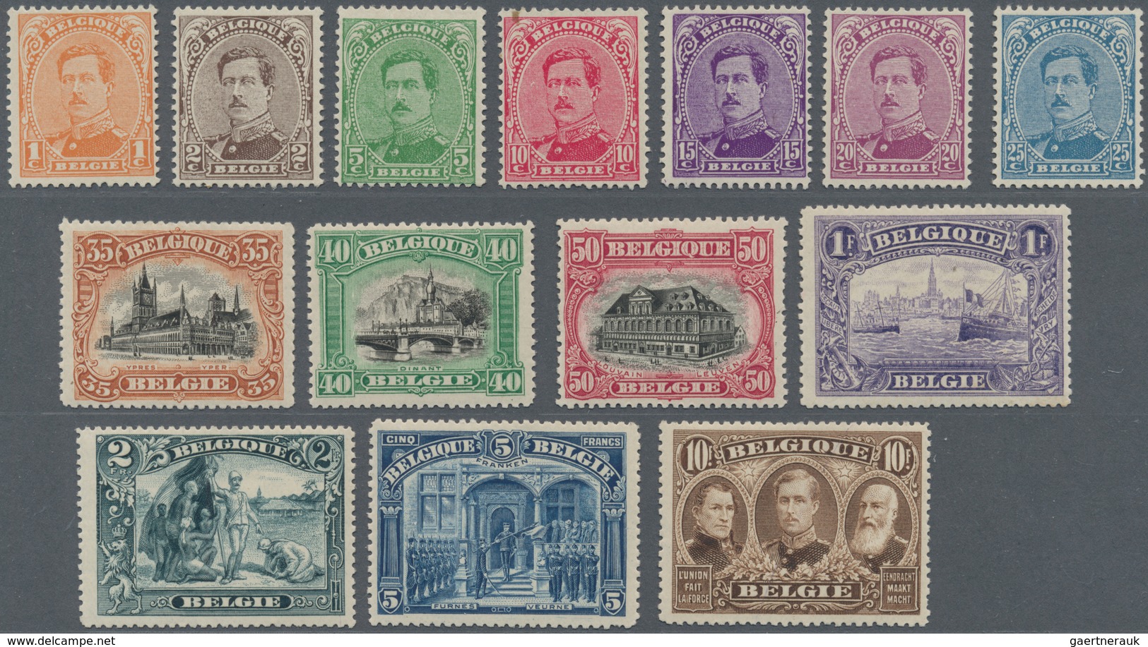 Belgien: 1912/1915, A Splendid Mint Assortment Of Better Issues Incl. 1912 Definitives 1c.-5fr., 191 - Colecciones