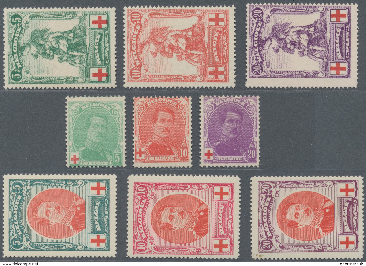 Belgien: 1912/1915, A Splendid Mint Assortment Of Better Issues Incl. 1912 Definitives 1c.-5fr., 191 - Colecciones