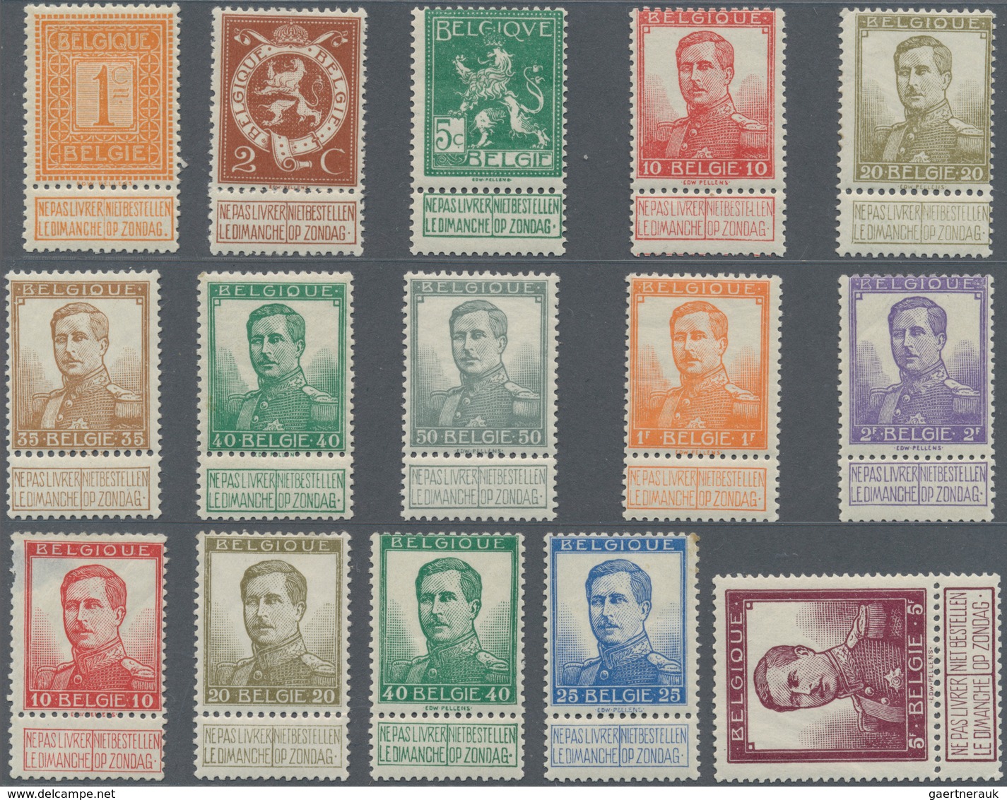 Belgien: 1912/1915, A Splendid Mint Assortment Of Better Issues Incl. 1912 Definitives 1c.-5fr., 191 - Collezioni