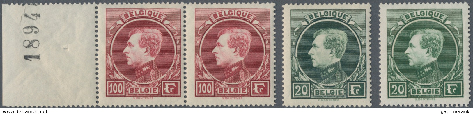 Belgien: 1929/1941, King Albert, 10 F. - 100 F., Beautiful Lot Of More Than 120 Stamps Mint Never Hi - Colecciones