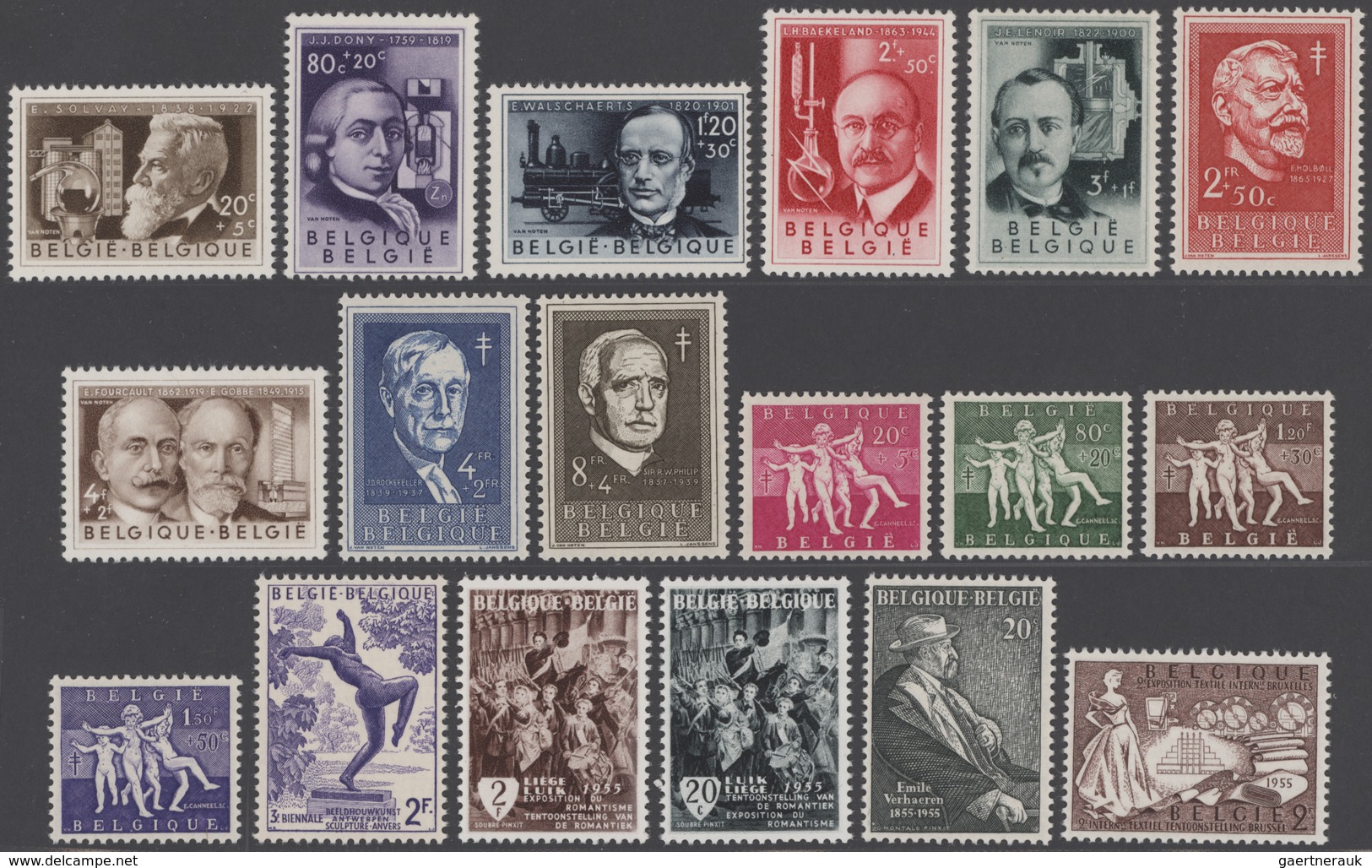 Belgien: 1940/1960, Year Sets Per 5 Mint Never Hinged. Every Year Set Is Separately Sorted On Stockc - Collezioni