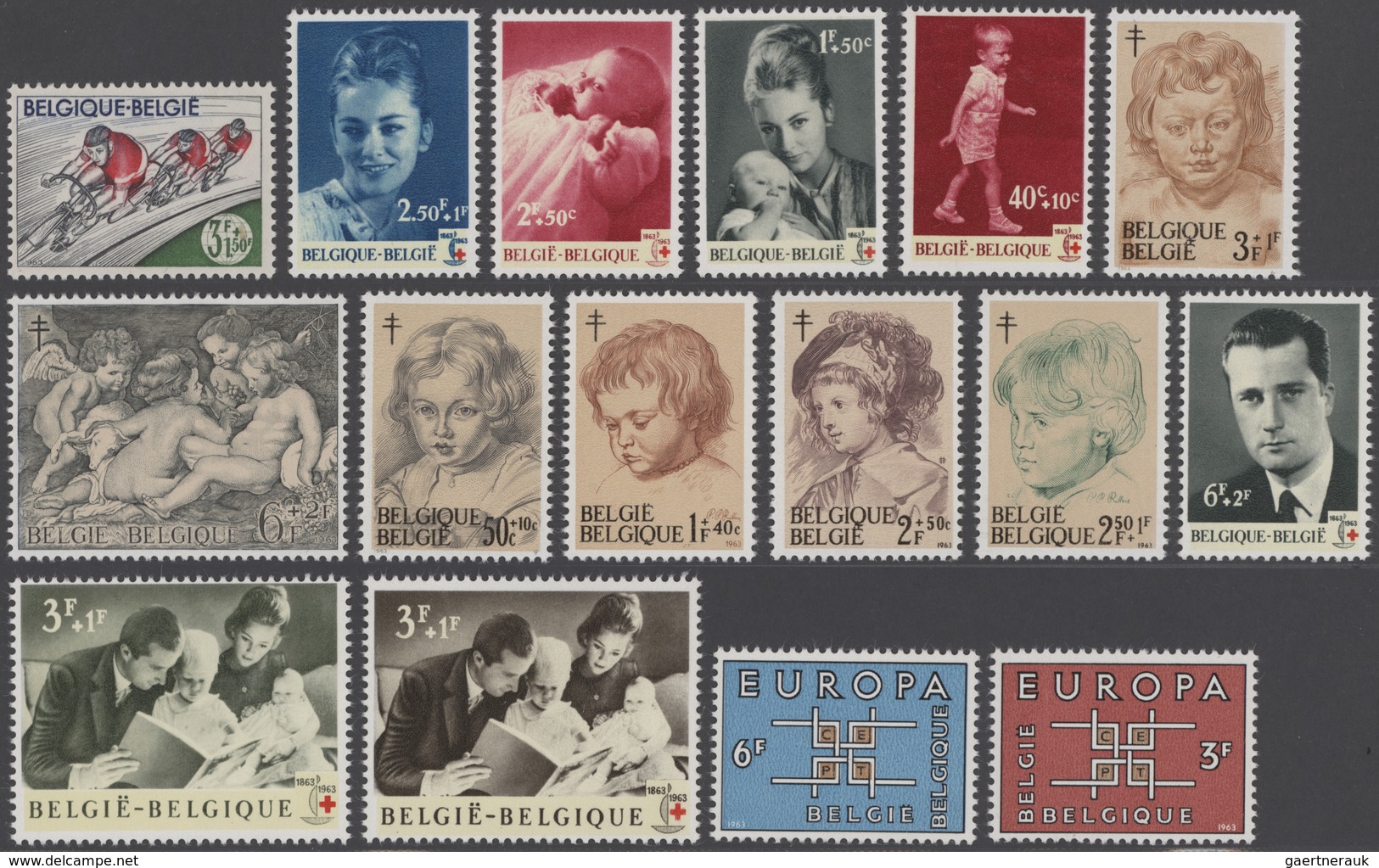 Belgien: 1965/1996, 300 Collections Of Mint Never Hinged Year Sets, Without The Definitives And The - Colecciones